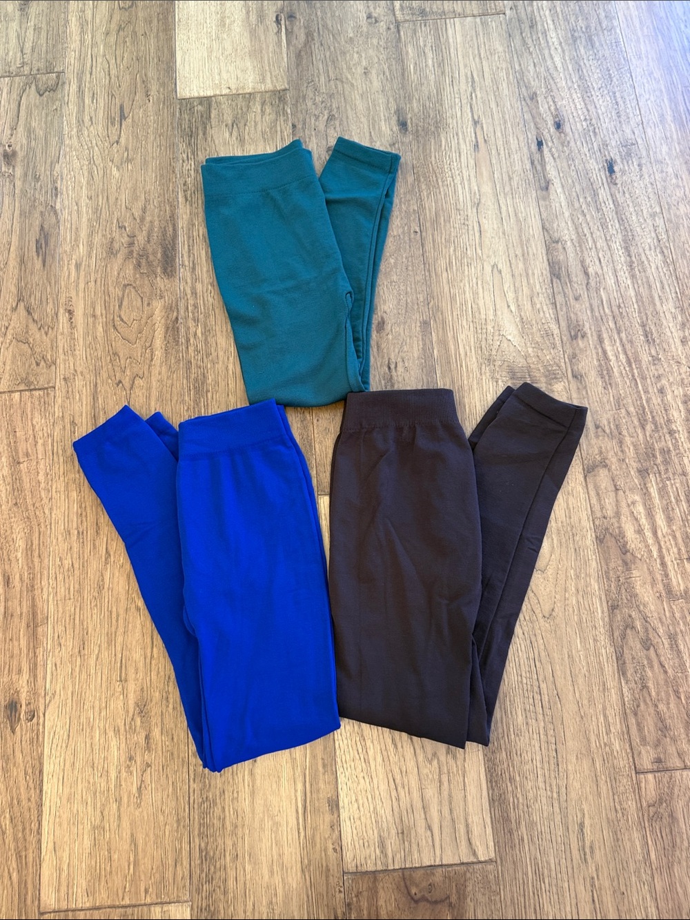Stretch Jersey Leggings - Blue, Teal & Brown Size OS